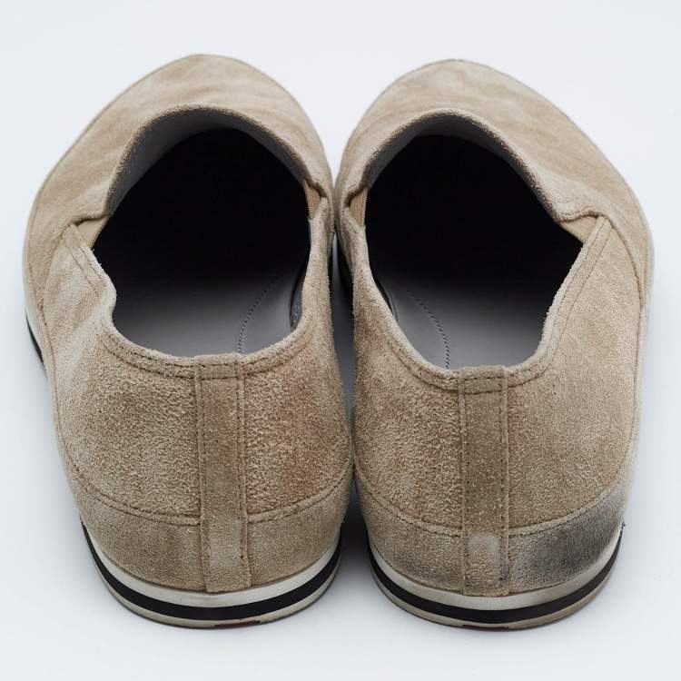 Pre Owned Prada Sport Beige Suede Slip On Sneakers Size 45.5