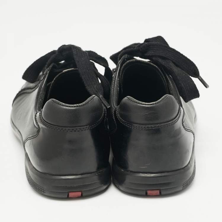 Pre Owned Prada Sport Black Leather Low Top Sneakers Size 41