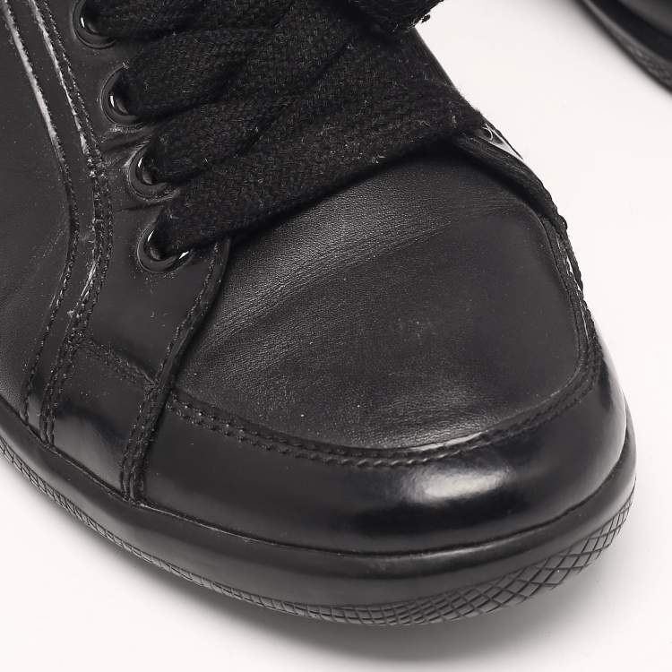 Pre Owned Prada Sport Black Leather Low Top Sneakers Size 41
