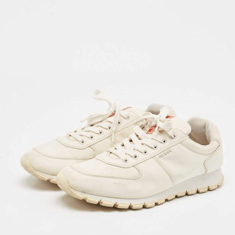 Pre Owned Prada Sport White Canvas Lace Up Sneakers Size 46