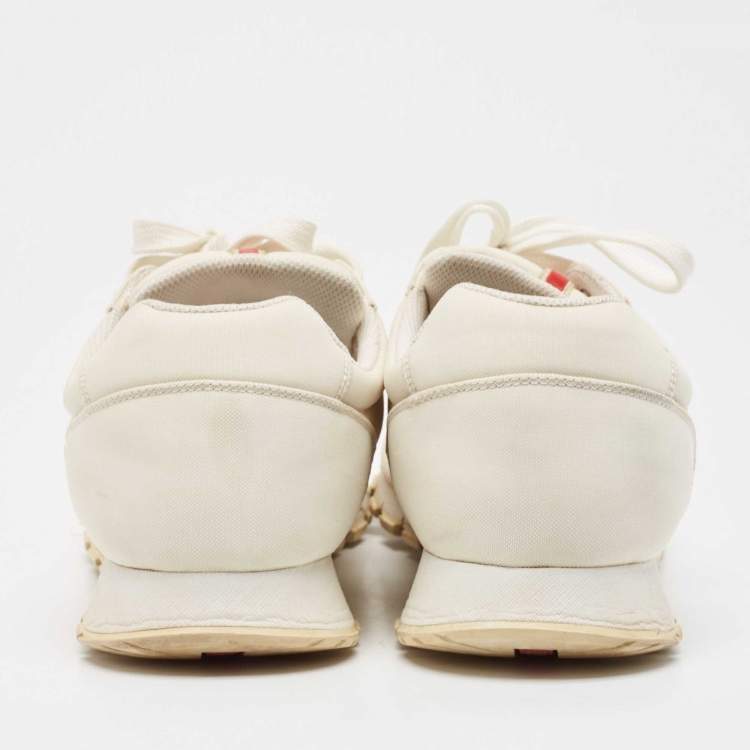 Pre Owned Prada Sport White Canvas Lace Up Sneakers Size 46