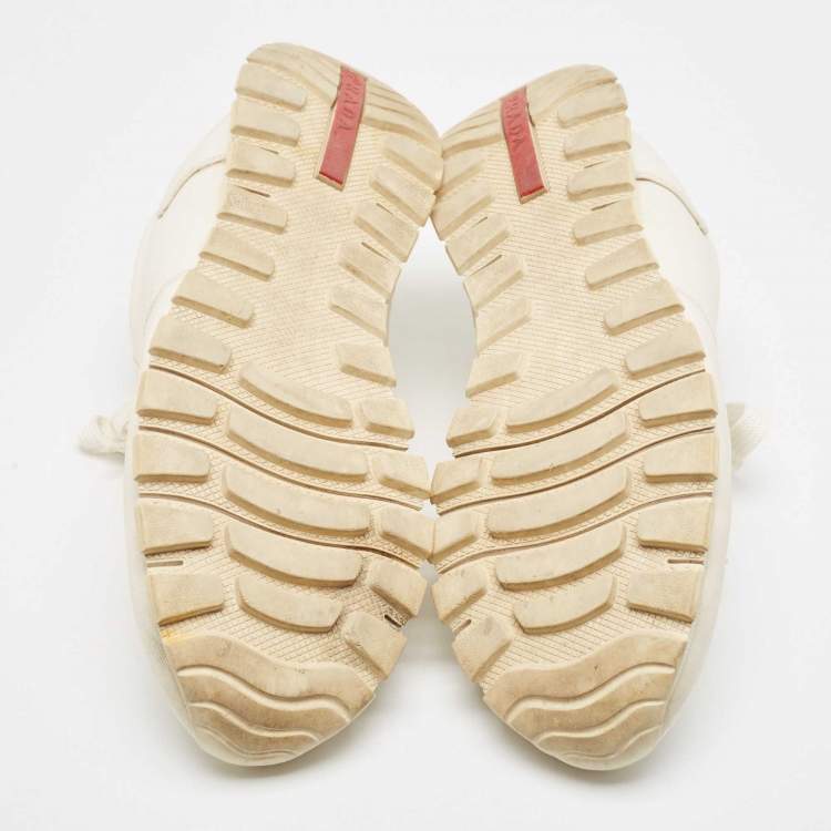 Pre Owned Prada Sport White Canvas Lace Up Sneakers Size 46