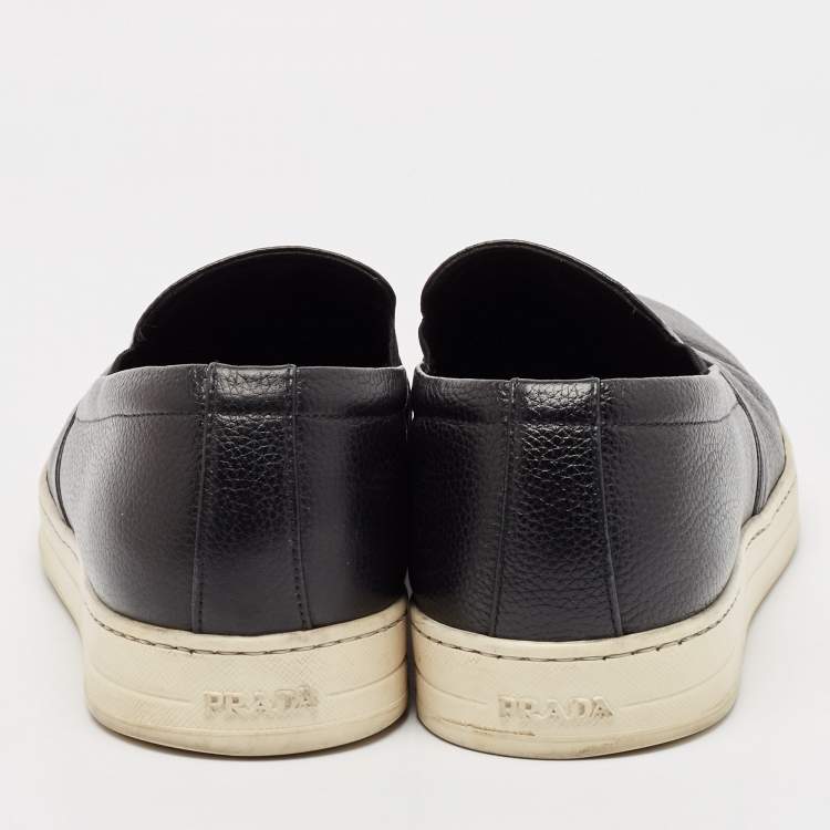 Pre Owned Prada Sport Black Leather Slip On Sneakers Size 40.5