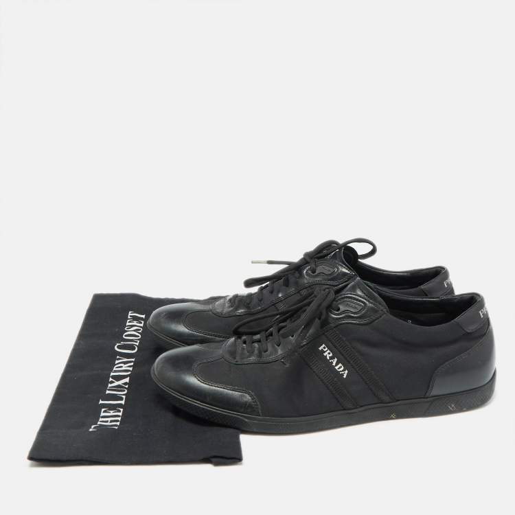 Pre Owned Prada Sport Black Leather and Leather Low Top Sneakers Size 43