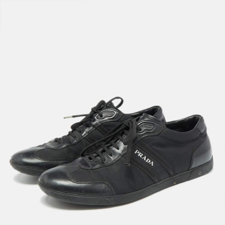 Pre Owned Prada Sport Black Leather and Leather Low Top Sneakers Size 43