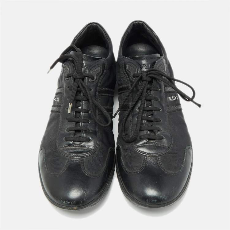 Pre Owned Prada Sport Black Leather and Leather Low Top Sneakers Size 43