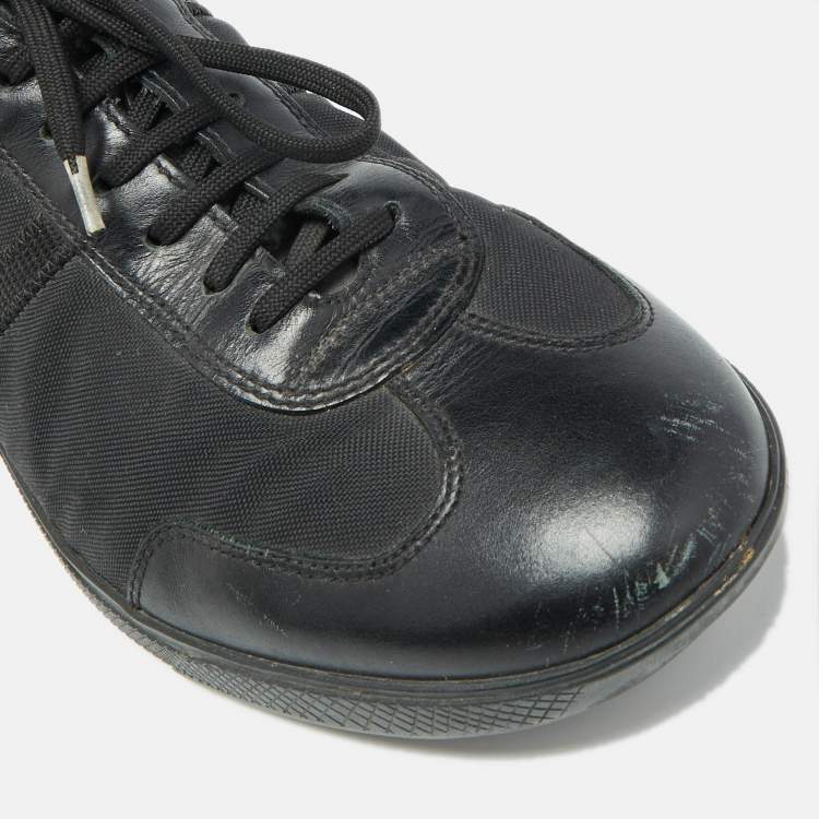 Pre Owned Prada Sport Black Leather and Leather Low Top Sneakers Size 43