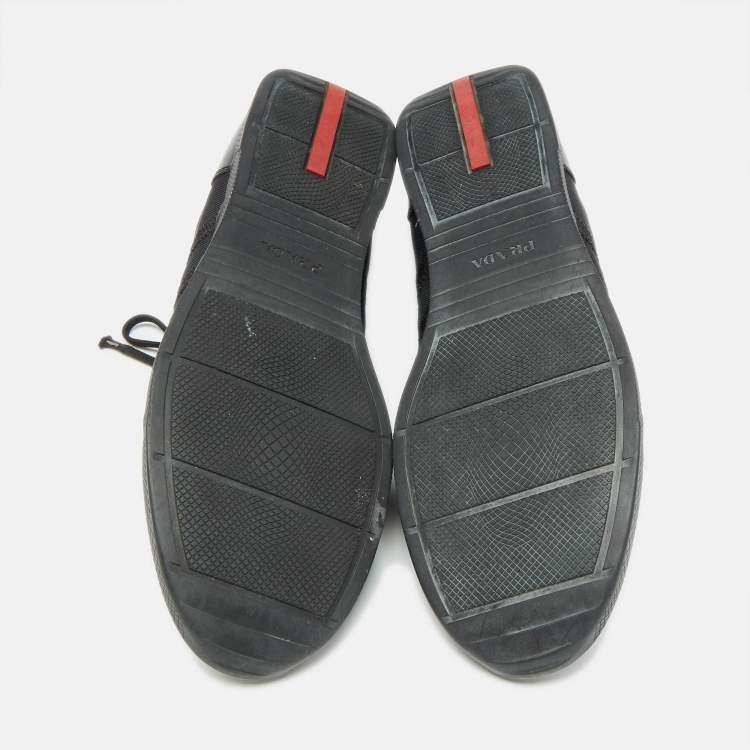 Pre Owned Prada Sport Black Leather and Leather Low Top Sneakers Size 43