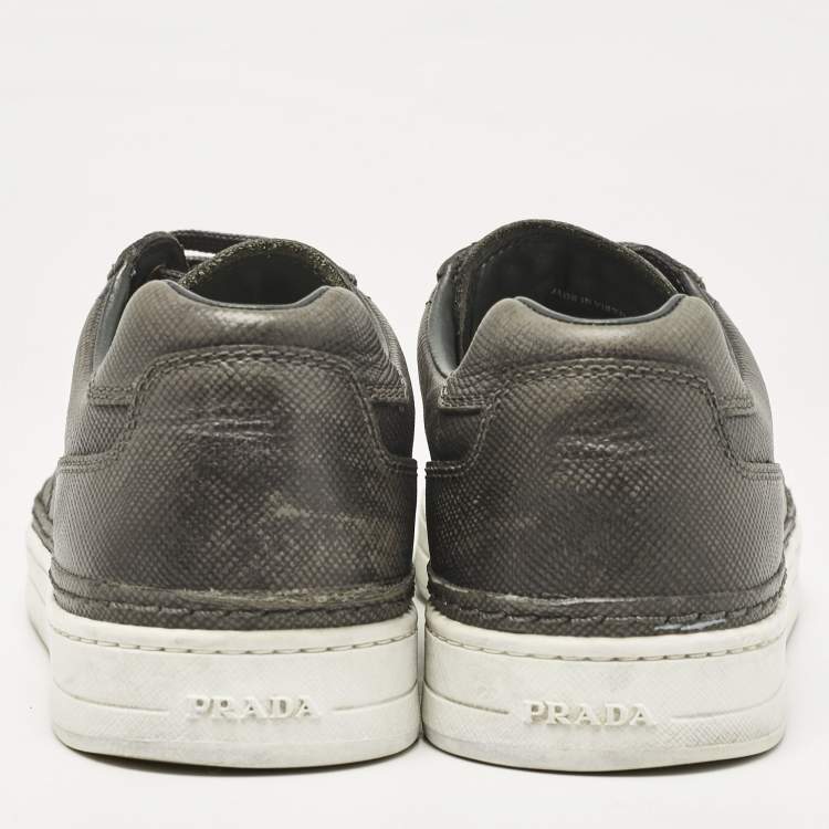 Pre Owned Prada Sport Grey Leather Low Top Sneakers Size 42