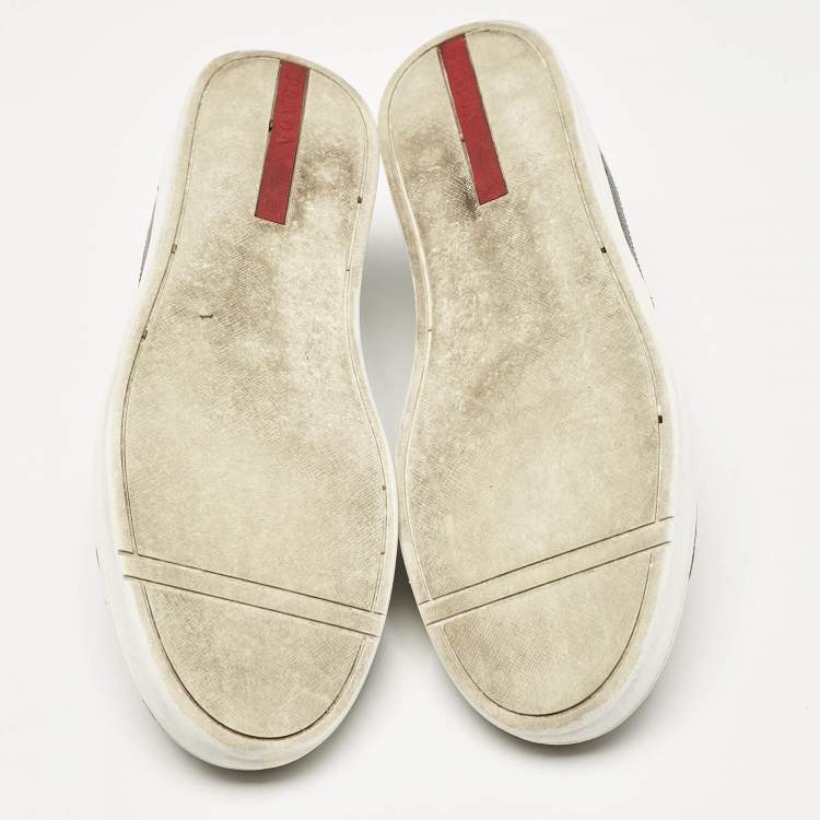 Pre Owned Prada Sport Grey Leather Low Top Sneakers Size 42
