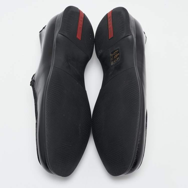 Pre Owned Prada Sport Black Leather Slip On Loafers Size 42