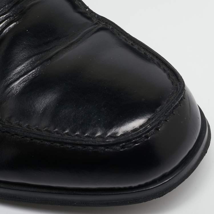 Pre Owned Prada Sport Black Leather Slip On Loafers Size 42