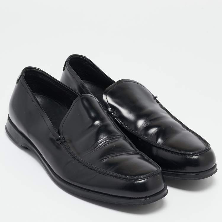 Pre Owned Prada Sport Black Leather Slip On Loafers Size 42