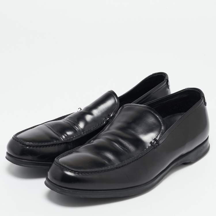 Pre Owned Prada Sport Black Leather Slip On Loafers Size 42