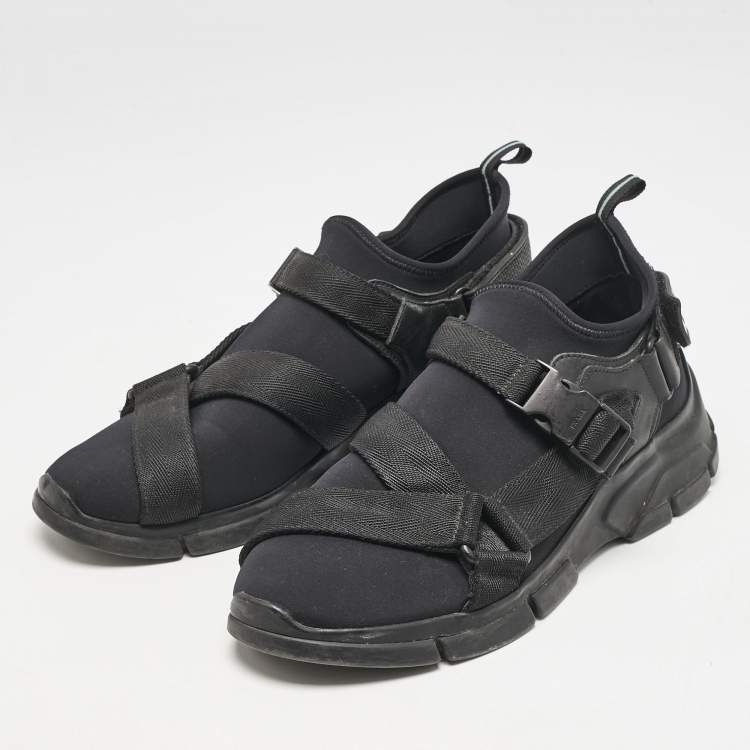 Pre Owned Prada Sport Black Neoprene and Canvas Low Top Sneakers Size 41