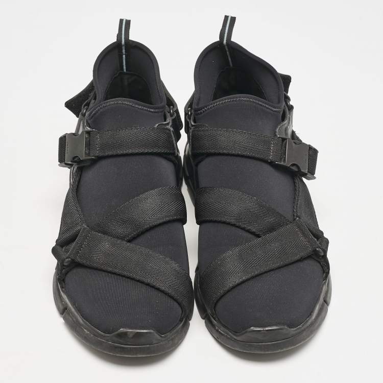 Pre Owned Prada Sport Black Neoprene and Canvas Low Top Sneakers Size 41