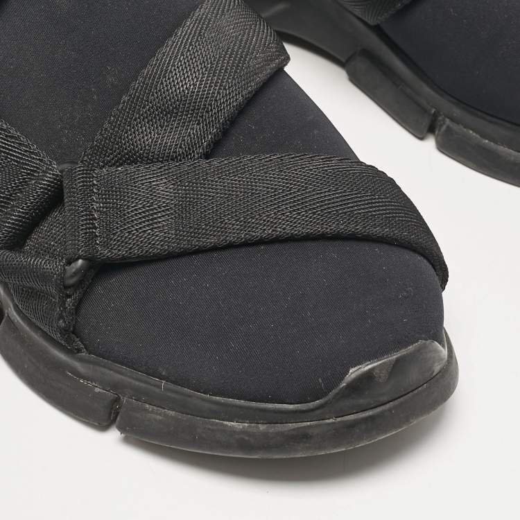Pre Owned Prada Sport Black Neoprene and Canvas Low Top Sneakers Size 41