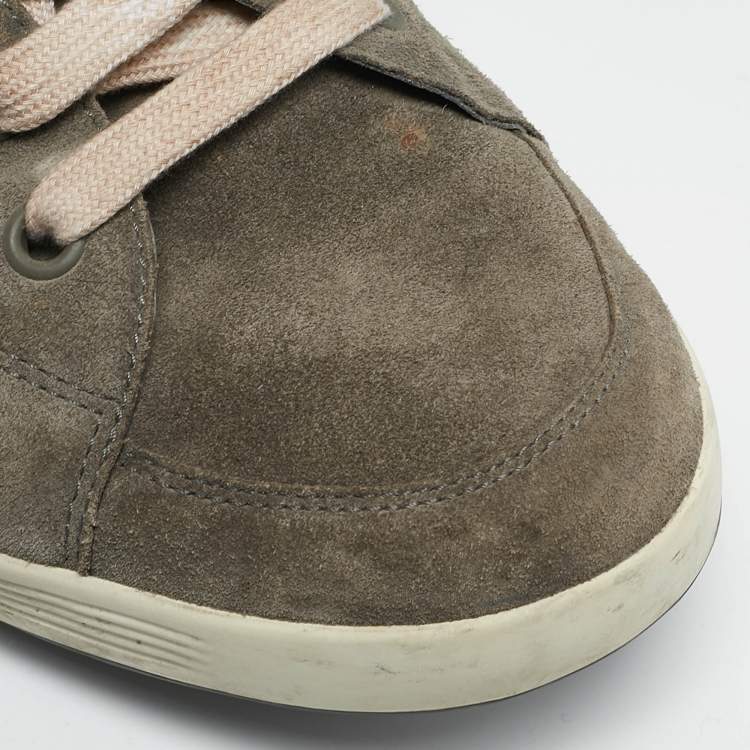 Pre Owned Prada Sport Grey Suede Leather High Top Sneakers Size 45