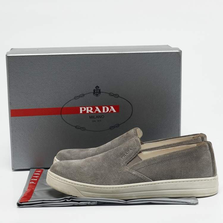 Pre Owned Prada Sport Grey Suede Slip On Sneakers Size 38.5