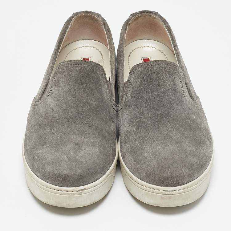 Pre Owned Prada Sport Grey Suede Slip On Sneakers Size 38.5