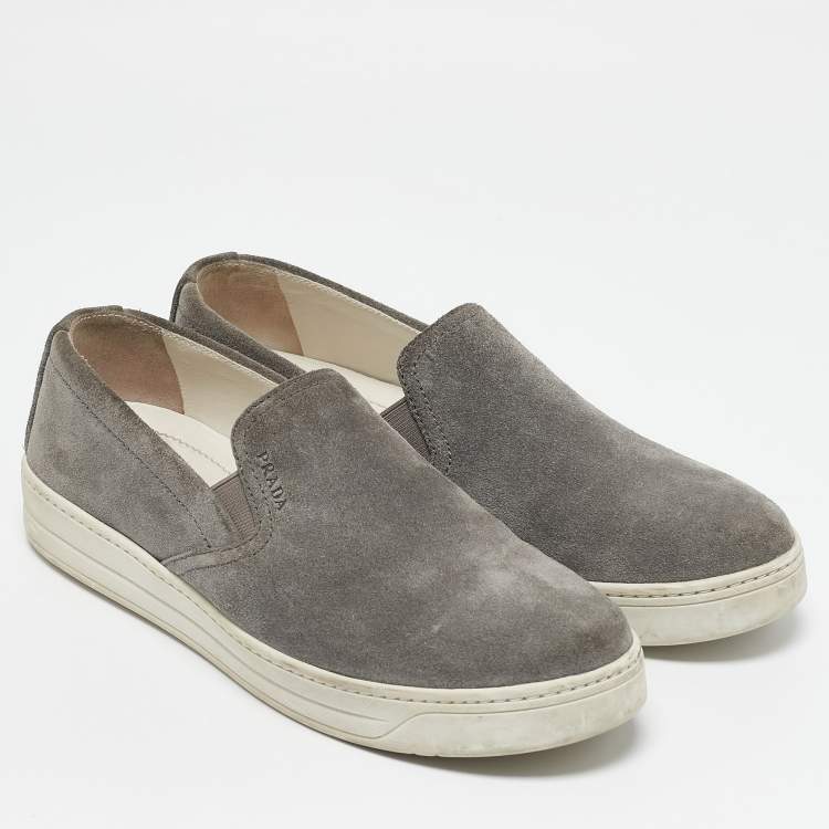 Pre Owned Prada Sport Grey Suede Slip On Sneakers Size 38.5