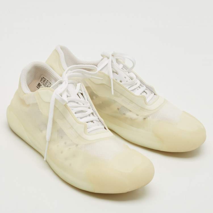 Pre Owned Prada Sport x Adidas Cream Mesh and Rubber ,Luna Rosa Sneakers Size 41.5