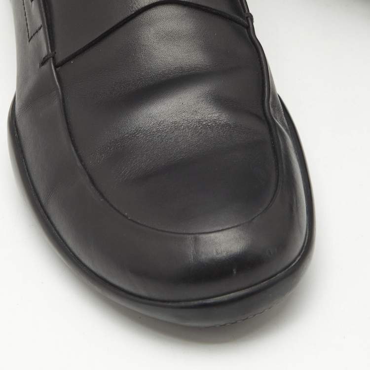 Pre Owned Prada Sport Black Leather Slip On Loafers Size 42
