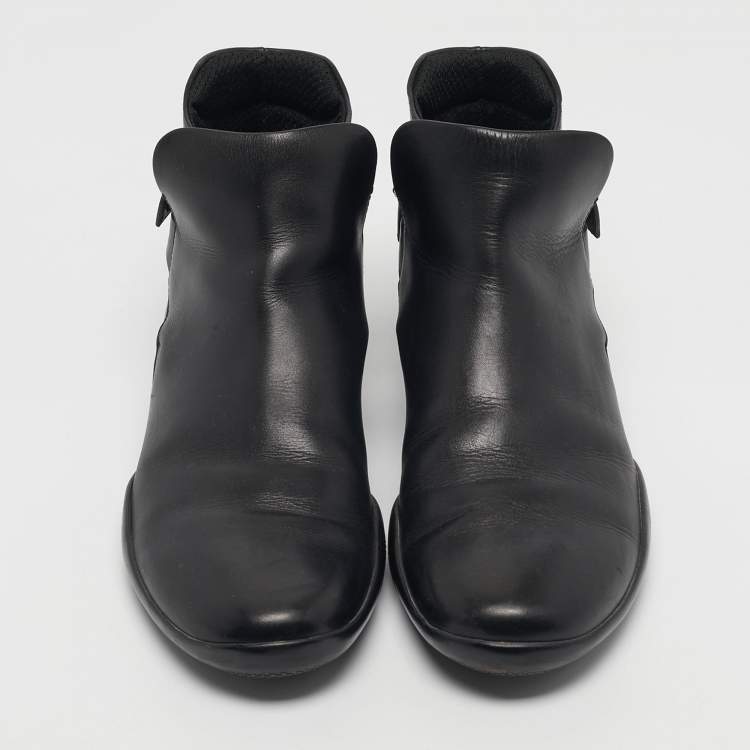 Pre Owned Prada Sport Black Leather High Top Sneakers Size 43