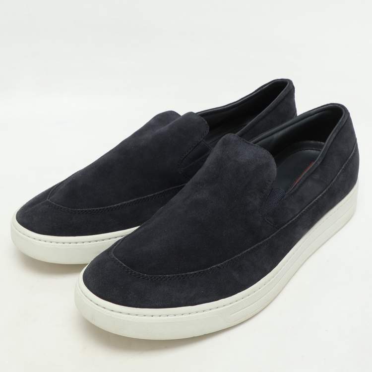 Pre Owned Prada Sport Navy Blue Suede Slip On Loafers Size 42