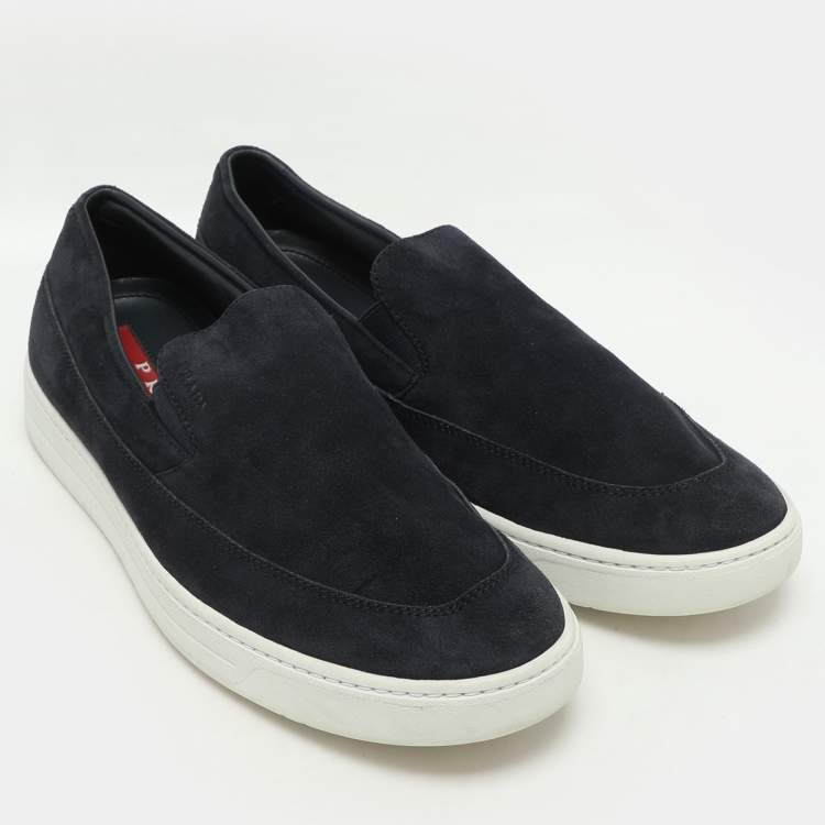 Pre Owned Prada Sport Navy Blue Suede Slip On Loafers Size 42