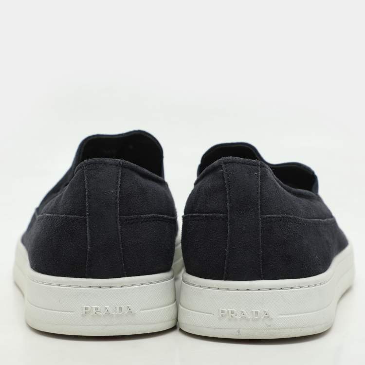 Pre Owned Prada Sport Navy Blue Suede Slip On Loafers Size 42