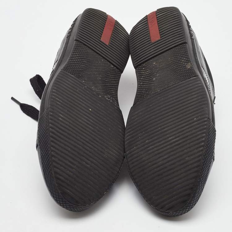 Pre Owned Prada Sport Black Leather Low Top Sneakers Size 42