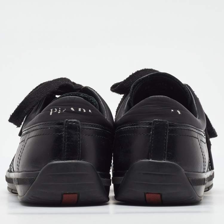 Pre Owned Prada Sport Black Leather Low Top Sneakers Size 42