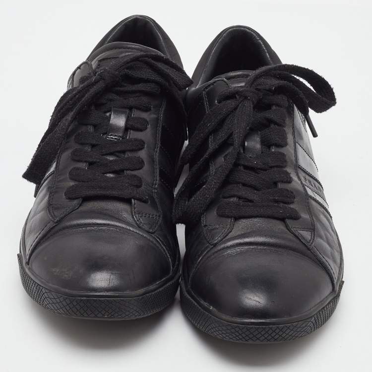 Pre Owned Prada Sport Black Leather Low Top Sneakers Size 42