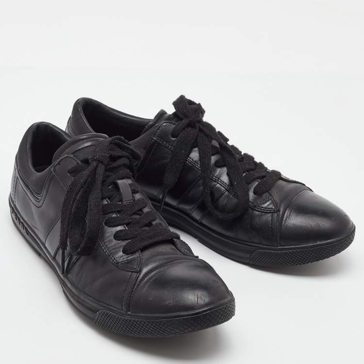 Pre Owned Prada Sport Black Leather Low Top Sneakers Size 42
