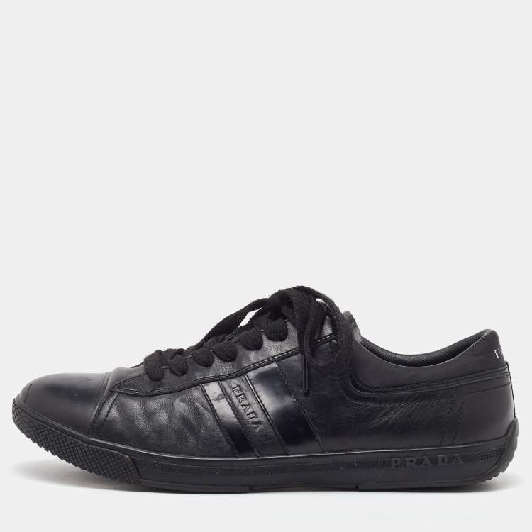 Pre Owned Prada Sport Black Leather Low Top Sneakers Size 42