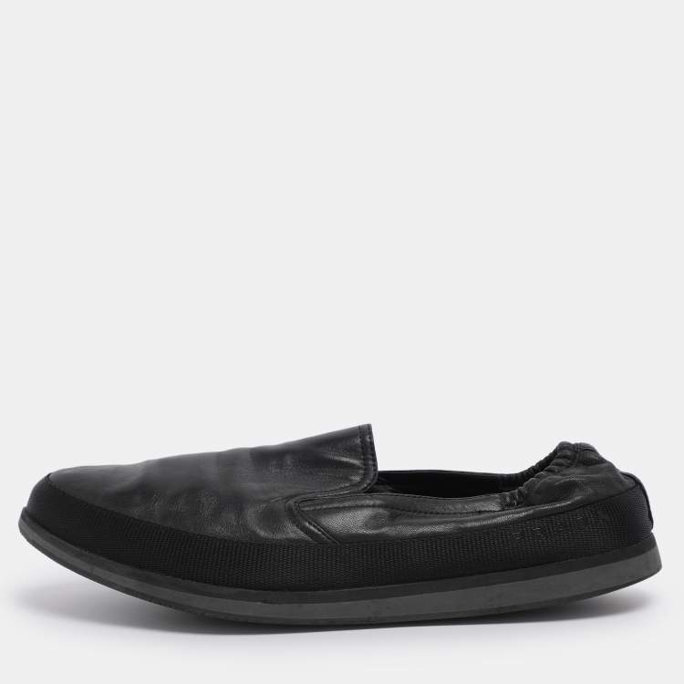 Pre Owned Prada Sports Black Leather Scrunch Slip On Sneakers Size 45