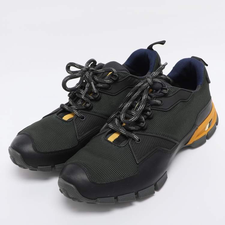 Pre Owned Prada Sport Multicolor Leather and Mesh Low Top Sneakers Size 42.5