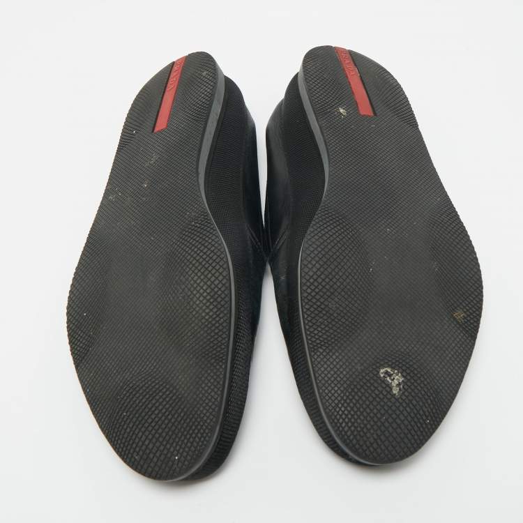 Pre Owned Prada Sports Black Leather Scrunch Slip On Sneakers Size 46