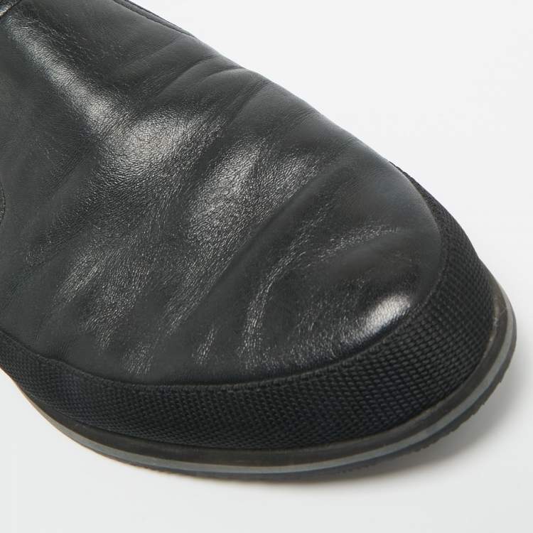Pre Owned Prada Sports Black Leather Scrunch Slip On Sneakers Size 46