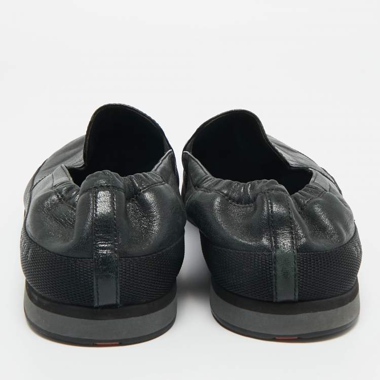 Pre Owned Prada Sports Black Leather Scrunch Slip On Sneakers Size 46