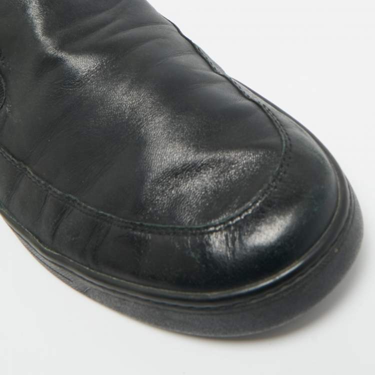 Pre Owned Prada Sport Black Leather Slip On Sneakers Size 45