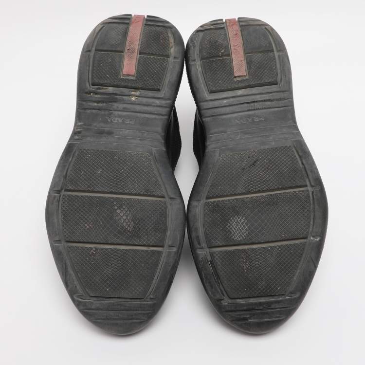 Pre Owned Prada Sport Black Leather and Mesh Low Top Sneakers Size 40