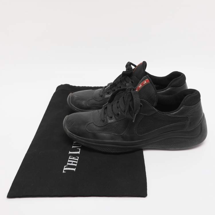 Pre Owned Prada Sport Black Leather and Mesh Low Top Sneakers Size 40