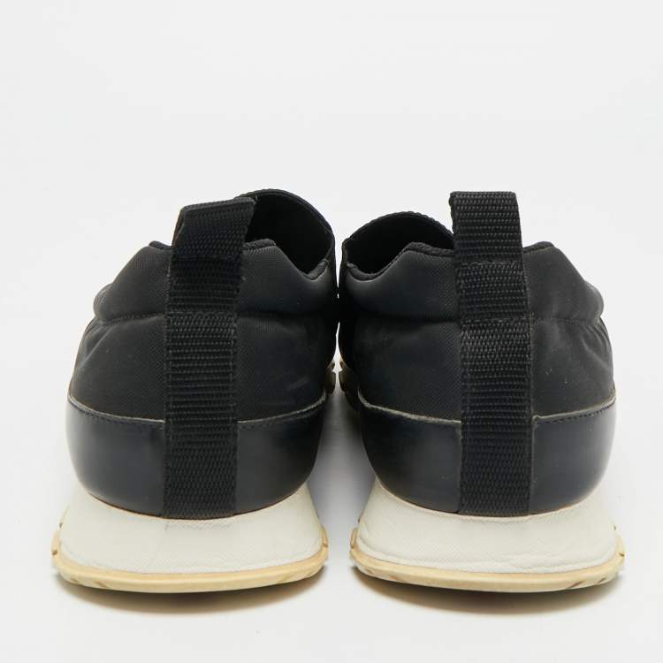 Pre Owned Prada Sport Size 42 Black Canvas and Leather Slip On Sneakers