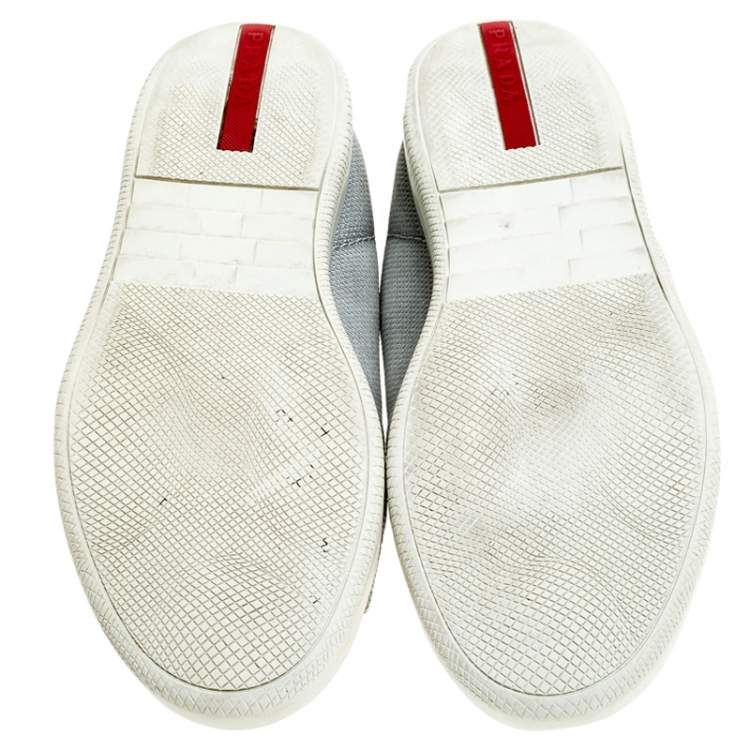 Pre Owned Prada Sport Light Grey Mesh Lace Low Top Sneakers Size 42.5