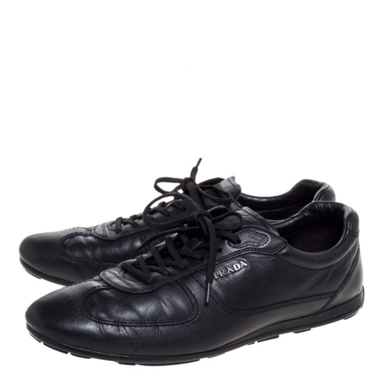 Pre Owned Prada Sport Black Leather Lace Low Top Sneakers Size 43