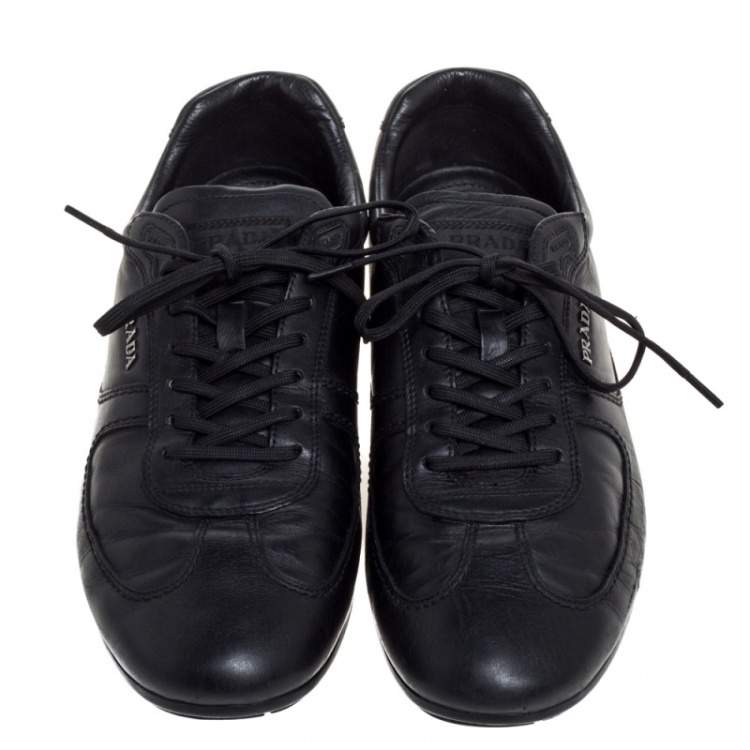 Pre Owned Prada Sport Black Leather Lace Low Top Sneakers Size 43