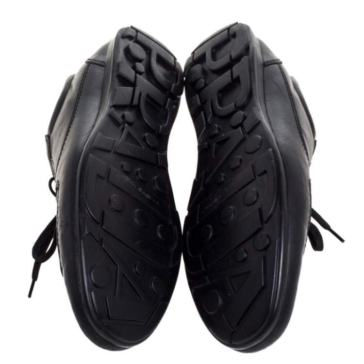 Pre Owned Prada Sport Black Leather Lace Low Top Sneakers Size 43