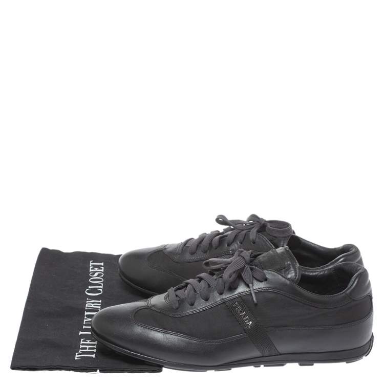 Pre Owned Prada Sport Black Leather and Nylon Trainers Sneakers Size 43.5